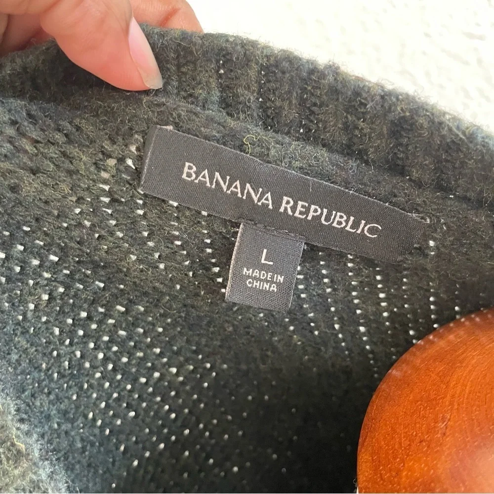 Banana Republic Ruffle Front Sweater Womens Large Wool/ Alpaca Blend Green Warm